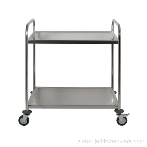 Stainless Steel Dining Trolley Round Tube Two Tiers Stainless Steel Clearing Trolley Manufactory